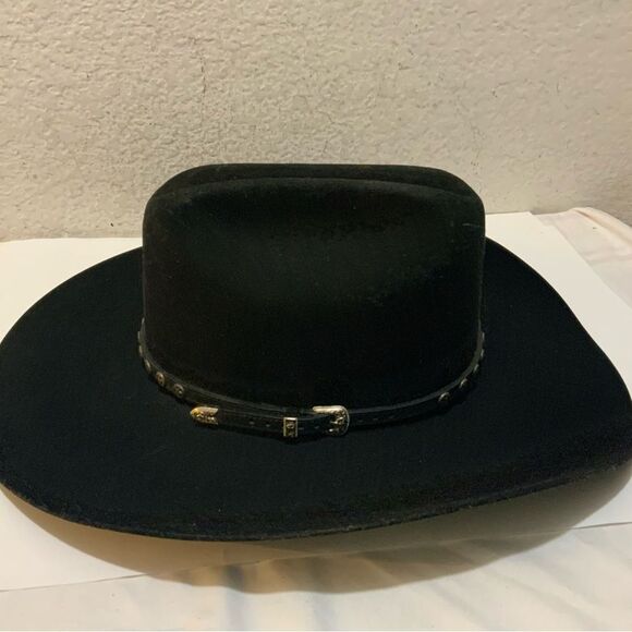 Justin Western Cowboy Hat Black XXX Buckle Milano Hat Company Size 7 1/8 57 - Picture 3 of 11